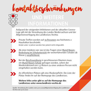 Bild vergrößern: Aktuelle Kontaktbeschränkungen im Landkreis Vechta (02.11.2020)