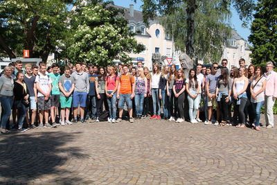 Bild vergrößern: Die Dammer Gymnasiasten und ihre ungarischen Gäste zu Gast im Dammer Rathaus